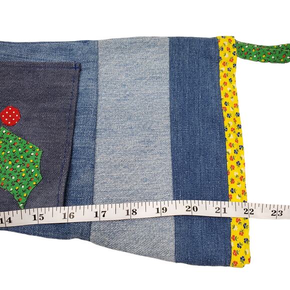 Vintage Denim Christmas Stockings Pair Deadstock Fabric Handmade Stockings - Picture 12 of 14